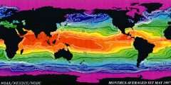 Image of 1997 sea surface temperatures showing El Niño